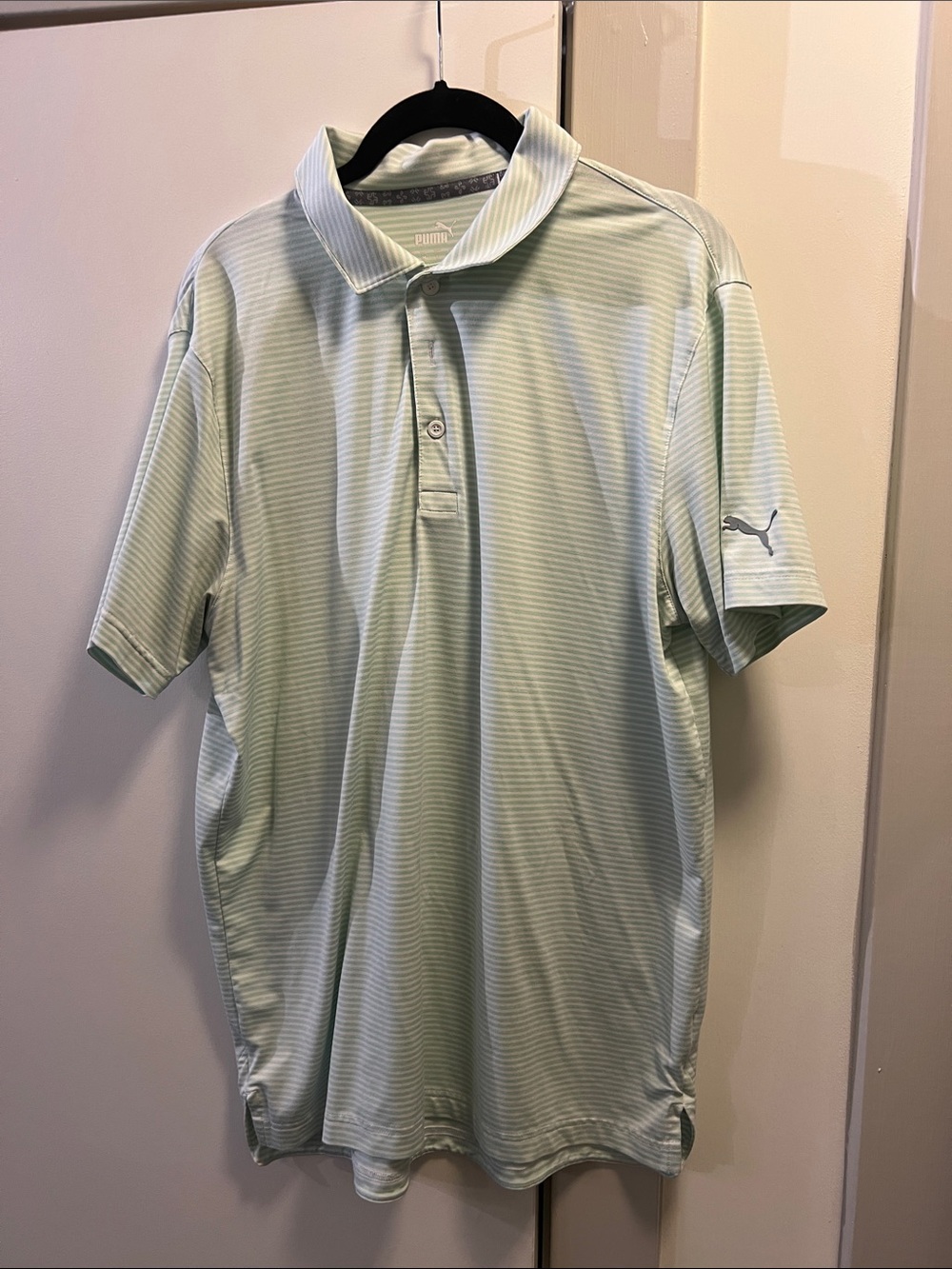 Puma Light Mint Green Striped Polo